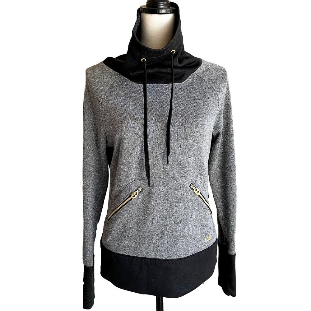 UNDER ARMOUR Long Sleeve Sweatshirt Heather Gray and Black Top All Season Sz S